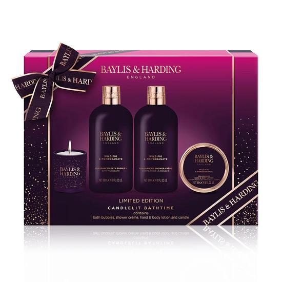 Baylis & Harding Limited Edition Wild Fig & Pomegranate Luxury Candlelit Bathtime Gift Set