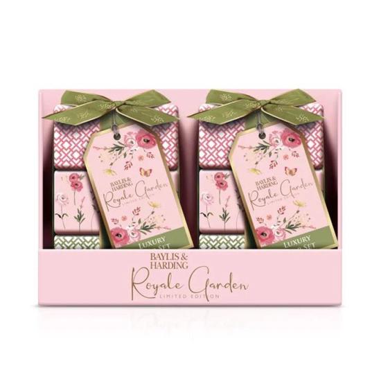 Baylis & Harding Royale Garden Rose, Poppy & Vanilla Luxury Wrapped Soaps Gift Set Vegan Friendly