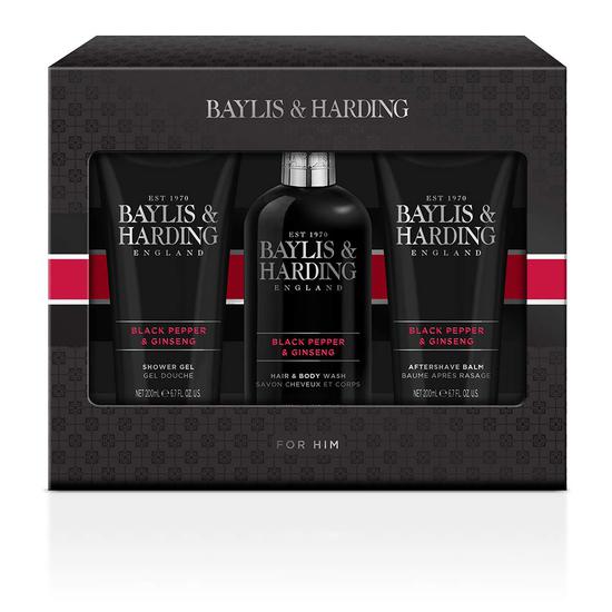 Baylis & Harding Signature Men's Black Pepper & Ginseng Luxury Bathing Essentials Trio Gift Set