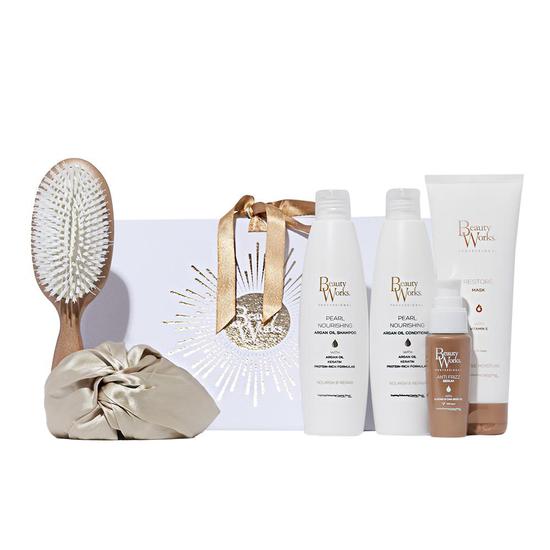 Beauty Works Self-Care Gift Set Shampoo + Conditioner + Mask + Serum + Brush + Turban