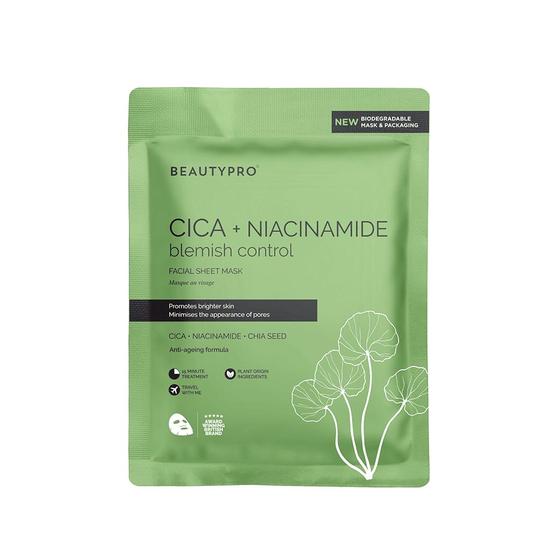 BeautyPro Cica + Niacinamide Blemish Control Facial Sheet Mask 22ml