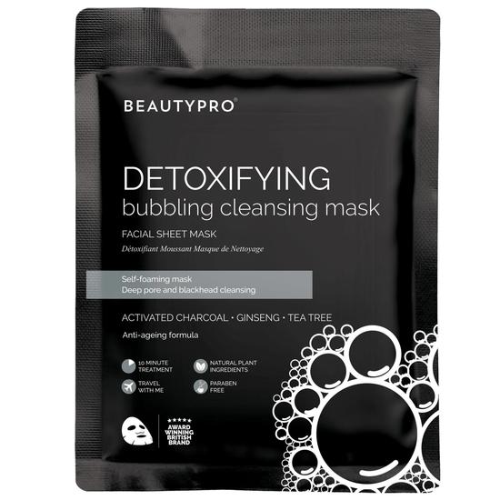 BeautyPro DETOXIFYING Bubbling Cleansing Sheet Mask With Activated Charcoal Pack of 4