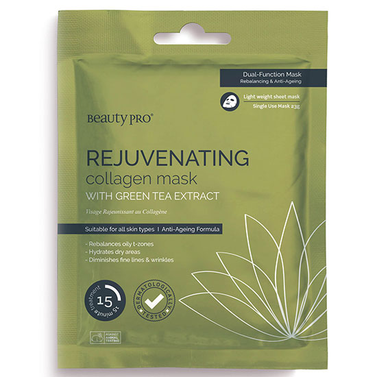 BeautyPro REJUVENATING Collagen Sheet Mask With Green Tea