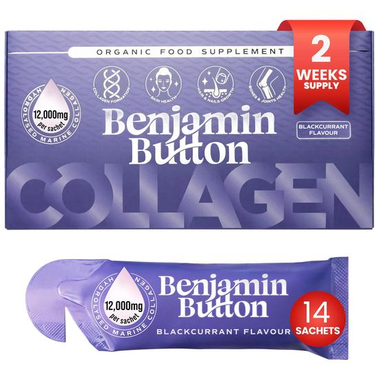 Benjamin Button BlackCurrant 12,000mg Marine Collagen Liquid Sachets x 14