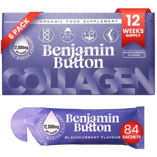 Benjamin Button BlackCurrant 12,000mg Marine Collagen Liquid Sachets
