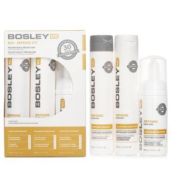 Bosley MD BosDefense Colour Safe Starter Kit: Nourishing Shampoo 5.1oz+Volumizing Conditioner 5.1oz+Leave-In Treatment 3.4oz 3pcs