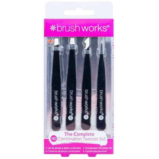 Brushworks HD Combination Tweezer Set Black