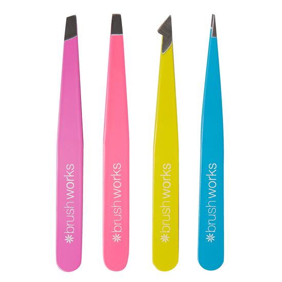 Brushworks HD Combination Tweezer Set Neon