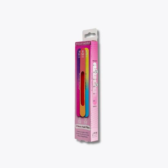 Brushworks Neon Nail Files 3 Pack