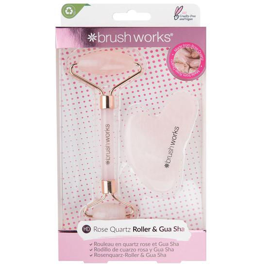 Brushworks Rose Quartz Roller & Gua Sha