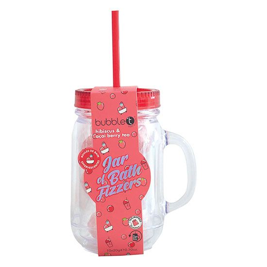Bubble T Jar Of Bath Fizzers HIbiscus & Acai Berry Tea 20g