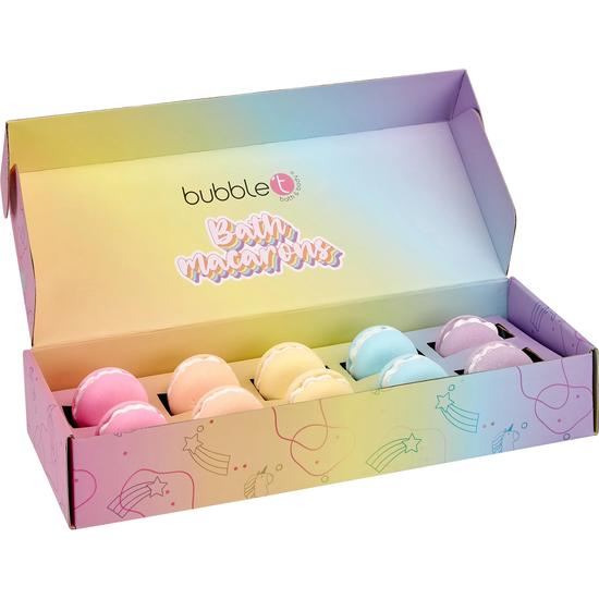 Bubble T Rainbow Tea Mini Macaron Bath Bomb Fizzer Gift Set 10 x 50g