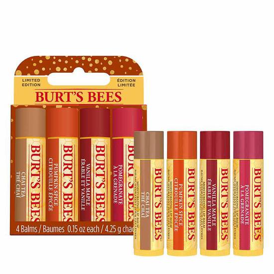 Burt's Bees Burts Bees 100% Natural Origin Moisturizing Lip Balm, Holiday  Pack, Chai Tea, Pumpkin Spice, Vanilla Maple, Pomegranate, 4 Tubes