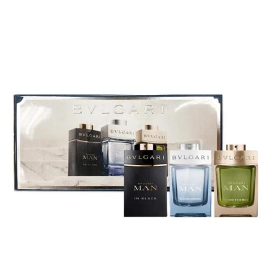 Bvlgari Men's Miniature Collection Gift Set Eau De Parfum Man In Black + Glacial Essence + Man Wood Essence 3 x 15ml