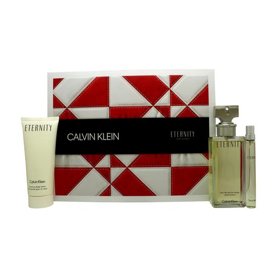 Calvin Klein Eternity Gift Set 100ml Eau De Parfum + 100ml Body Lotion + 10ml Eau De Parfum