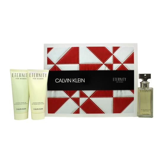 Calvin Klein Eternity Gift Set 50ml Eau De Parfum + 100ml Shower Gel + 100ml Body Lotion