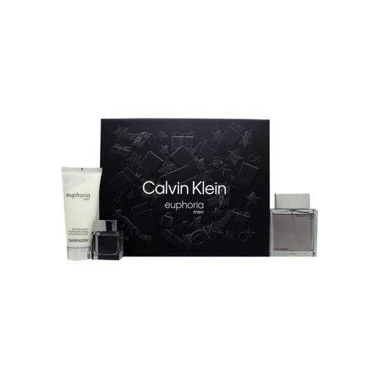 Calvin Klein Euphoria Gift Set 100ml Eau De Toilette + 100ml Aftershave Balm + 15ml Eau De Toilette