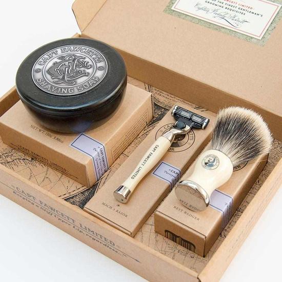 Captain Fawcett Limited Shaving Brush, Razor & Shaving Soap Gift Set