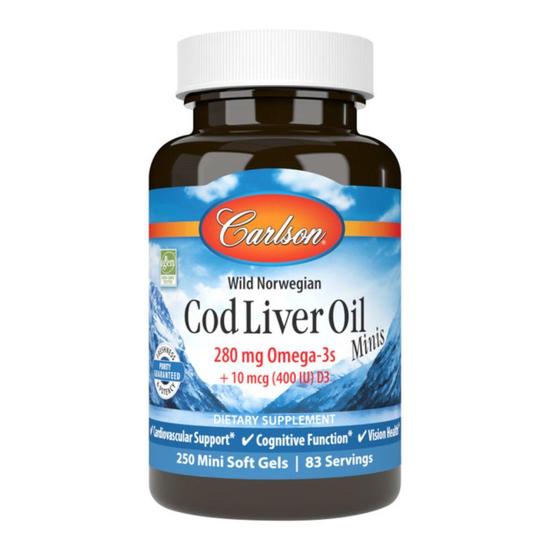 Carlson Labs Cod Liver Oil 280mg Mini Softgels 250 Softgels