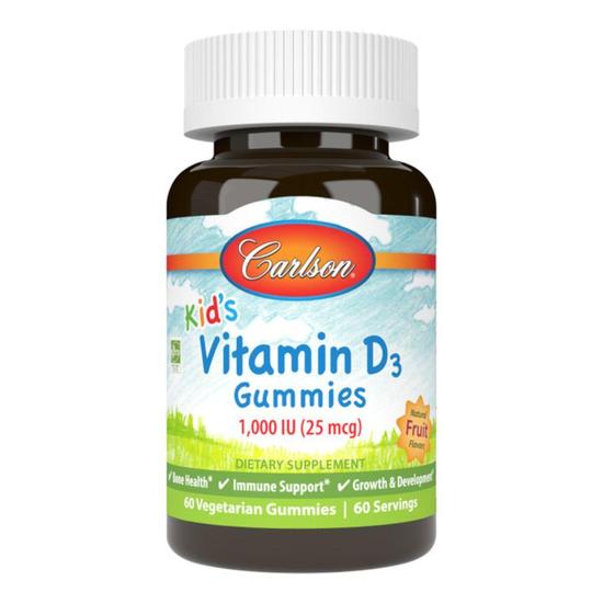 Carlson Labs Kid's Vitamin D3 1000iu Natural Fruit Gummies 60 Gummies