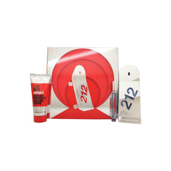 Carolina Herrera 212 Heroes Gift Set 90ml Eau De Toilette + 100ml Shower Gel + 10ml Eau De Toilette