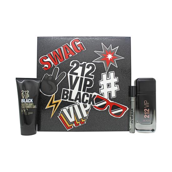 Carolina Herrera 212 VIP Black Gift Set 100ml Eau De Parfum + 100ml Bath & Shower Gel