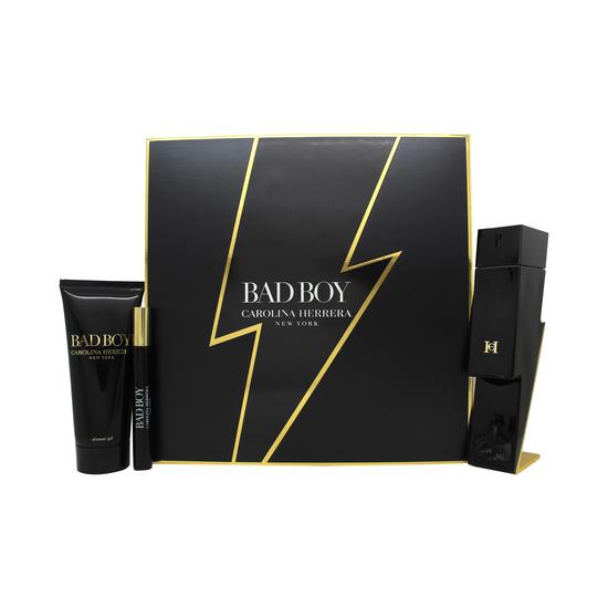 Carolina Herrera Bad Boy Gift Set 100ml Eau De Toilette + 100ml Shower Gel + 10ml Eau De Toilette