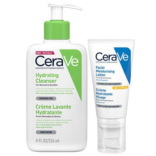 CeraVe Hydrating Cleanser & AM Facial Moisturising Lotion SPF 25 Set 236ml & 52ml