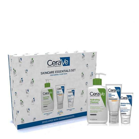 CeraVe Skin Care Essentials Set Hydrating Cleanser + AM Facial Moisturising Lotion SPF 50 + Moisturising Cream