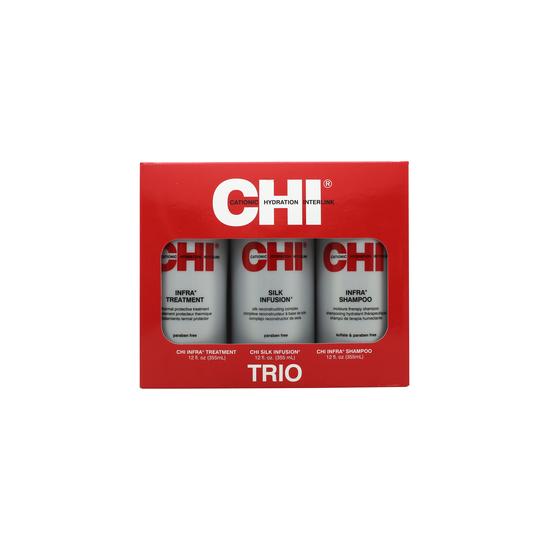 CHI Infra Trio Gift Set 355ml Infra Shampoo + 355ml Infra Treatment + 355ml Silk Infusion