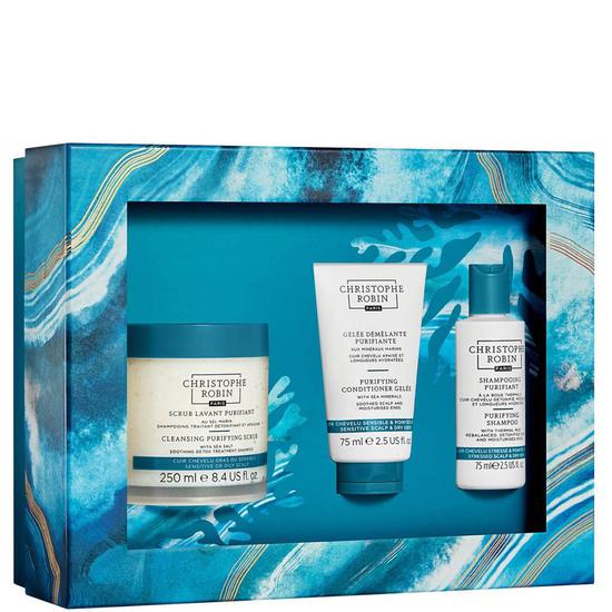 Christophe Robin Hair Detox Ritual 250ml Cleansing Purifying Scrub, 75ml Purifying Conditioner Gelée, 75ml Purifying Shampoo