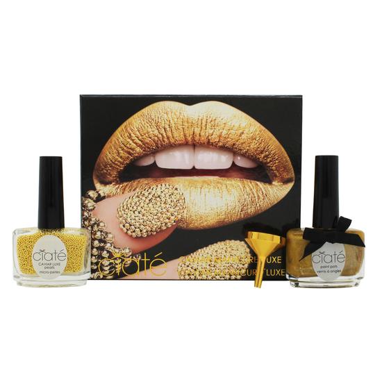 Ciaté London Caviar Manicure Luxe Lustre Gold Gift Set 13.5ml Nail Polish In Ladylike Luxe + 60g Caviar Luxe Pearls + Funnel