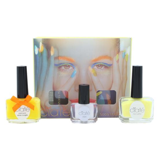 Ciaté London Corrupted Neon Manicure Gift Set 13.5ml Neon Orange Nail Polish + 10g Neon Glitter + 5ml Black Light Top Coat