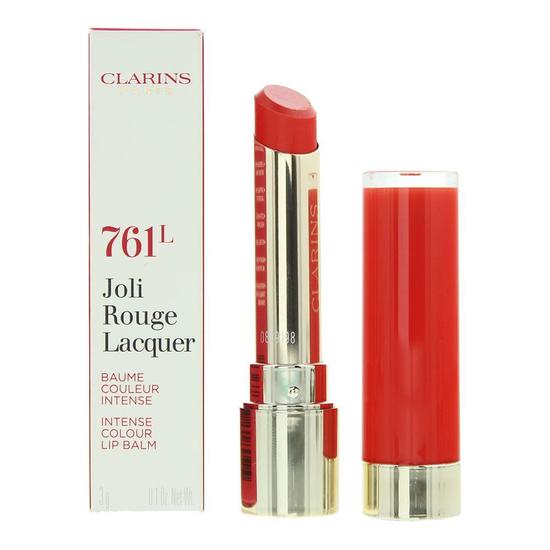 Clarins Joli Rouge Lacquer Intense Colour Lip Balm 3g 761l Spicy Chilli