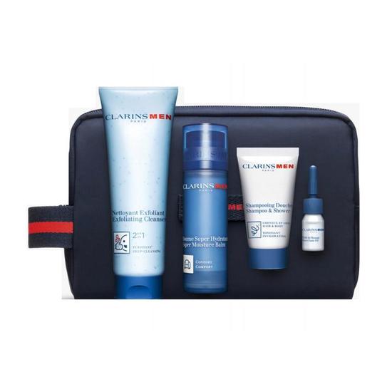 ClarinsMen Hydration Collection Super Moisture Balm + Exfoliating Cleanser + Shampoo & Shower + Shave Ease Oil