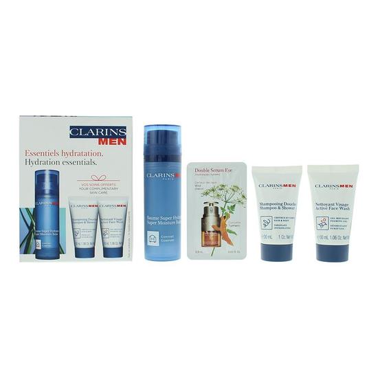 ClarinsMen Hydration Essentials Gift Set Face Balm Shower Gel, Face Wash