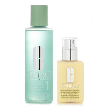 Clinique Dramatically Different Dramatically Different Set 1: Moisturising Lotion+ & Clarifying Lotion 1 For Very Dry To Dry Combination Skin