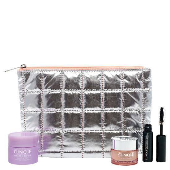 Clinique Eyes On The Fly Gift Set 3.5ml High Impact Mascara + 15ml Take The Day Off Cleansing Balm + 15ml All About Eyes Eye Cream + Pouch