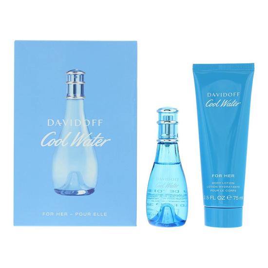 Davidoff Cool Water For Her Eau De Toilette Gift Set 30ml Eau De Toilette + 75ml Body Lotion