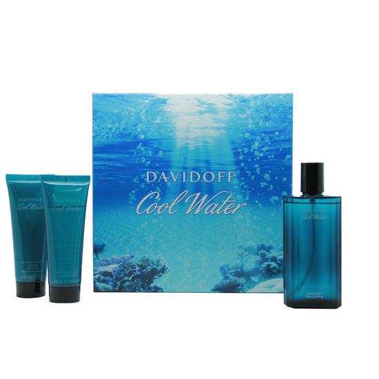 Davidoff Cool Water Gift Set 125ml Eau De Toilette + 75ml Aftershave Balm + 75ml Shower Gel