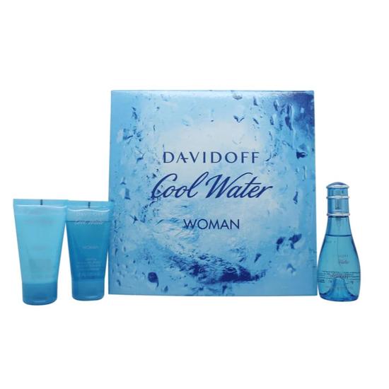 Davidoff Cool Water Woman Eau De Toilette Women's Perfume Gift Set With 50ml Shower Gel + 50ml Body Lotion