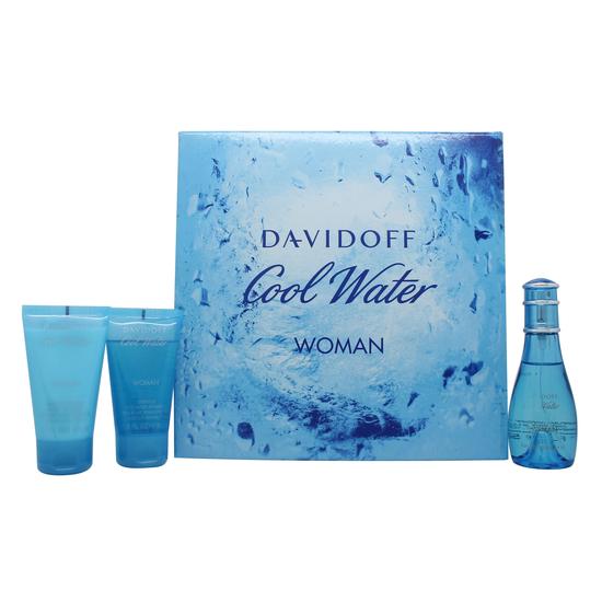 Davidoff Cool Water Woman Gift Set 50ml Eau De Toilette + 50ml Body Lotion + 50ml Shower Gel
