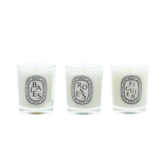 Diptyque Set Of Three Scented Candles Baies Roses Figuier Set 3 x 70g