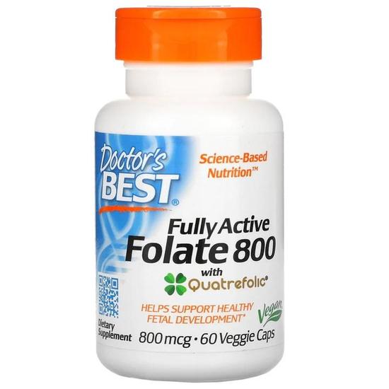 Doctor's Best Fully Active Folate 800 With Quatrefolic 800mcg Vegicaps 60 Vegicaps