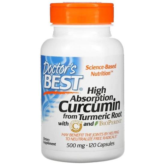 Doctor's Best High Absorption Curcumin From Turmeric Root With C3 Complex & BioPerine 500mg Capsules 120 Capsules