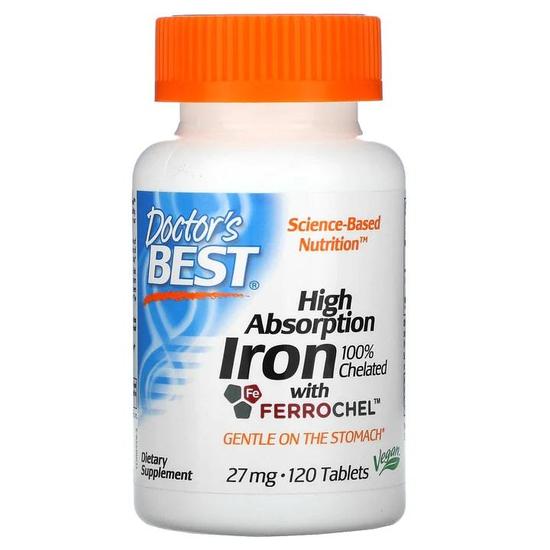 Doctor's Best High Absorption Iron 27mg Tablets 120 Tablets