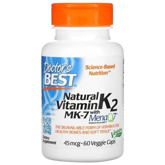 Doctor's Best Natural Vitamin K2 MK7 With MenaQ7 45mcg Vegicaps 60 Vegicaps