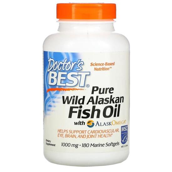 Doctor's Best Pure Wild Alaskan Fish Oil With AlaskOmega Softgels 180 Softgels