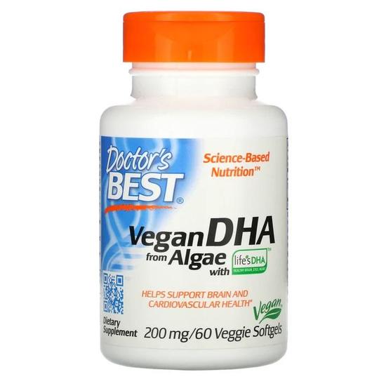 Doctor's Best Vegan DHA From Algae 200mg Veg Softgels 60 Softgels