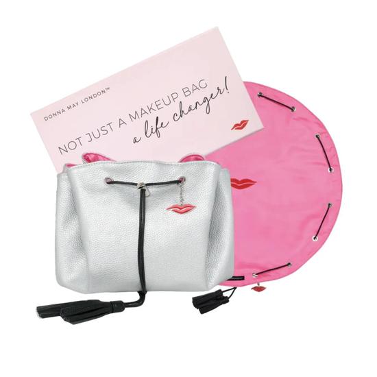 Donna May London Lay Flat Makeup Bag In Silver